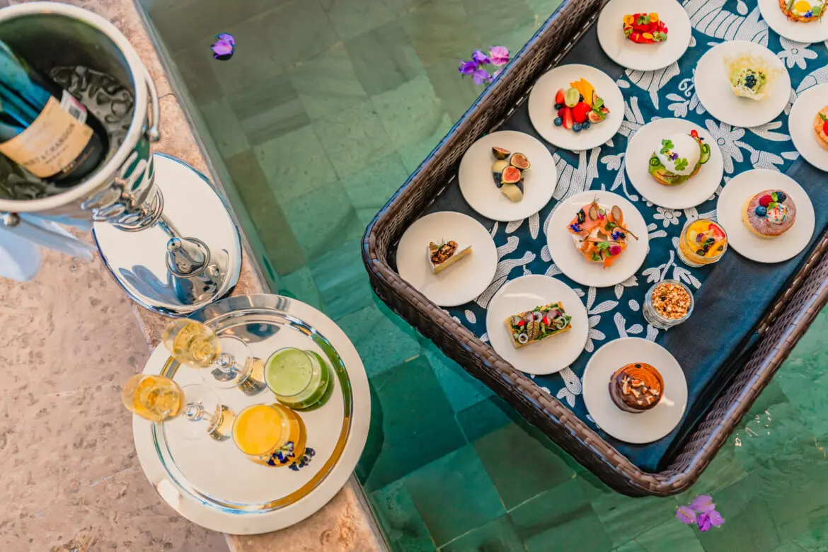 Image features floating trays from Grand Velas Los Cabos